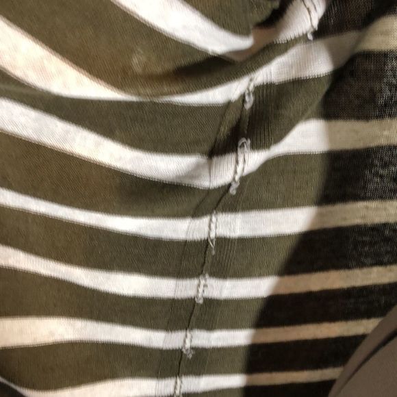 Talbots Women's Small Cardigan Olive/ White Stripe L/S Open Knit Linen NWOT - Picture 10 of 13